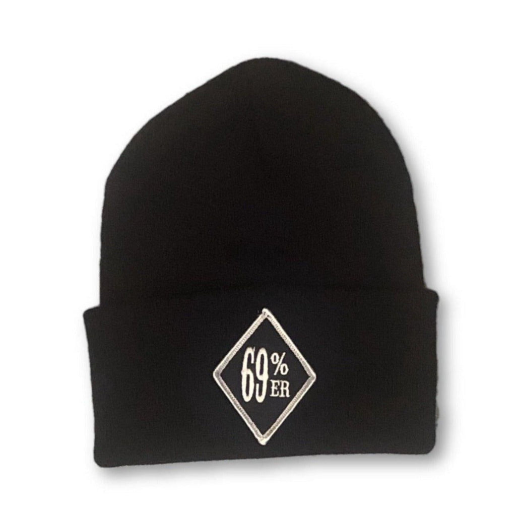 THIGHBRUSH® "69% ER DIAMOND COLLECTION" - Cuffed Beanies - Diamond Patch on Front - Black