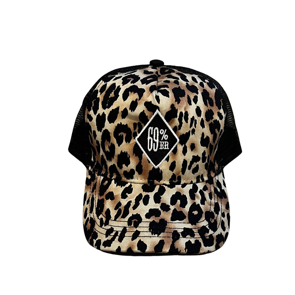 THIGHBRUSH® "69% ER DIAMOND COLLECTION" - Ponytail Trucker Snapback Hat - Leopard