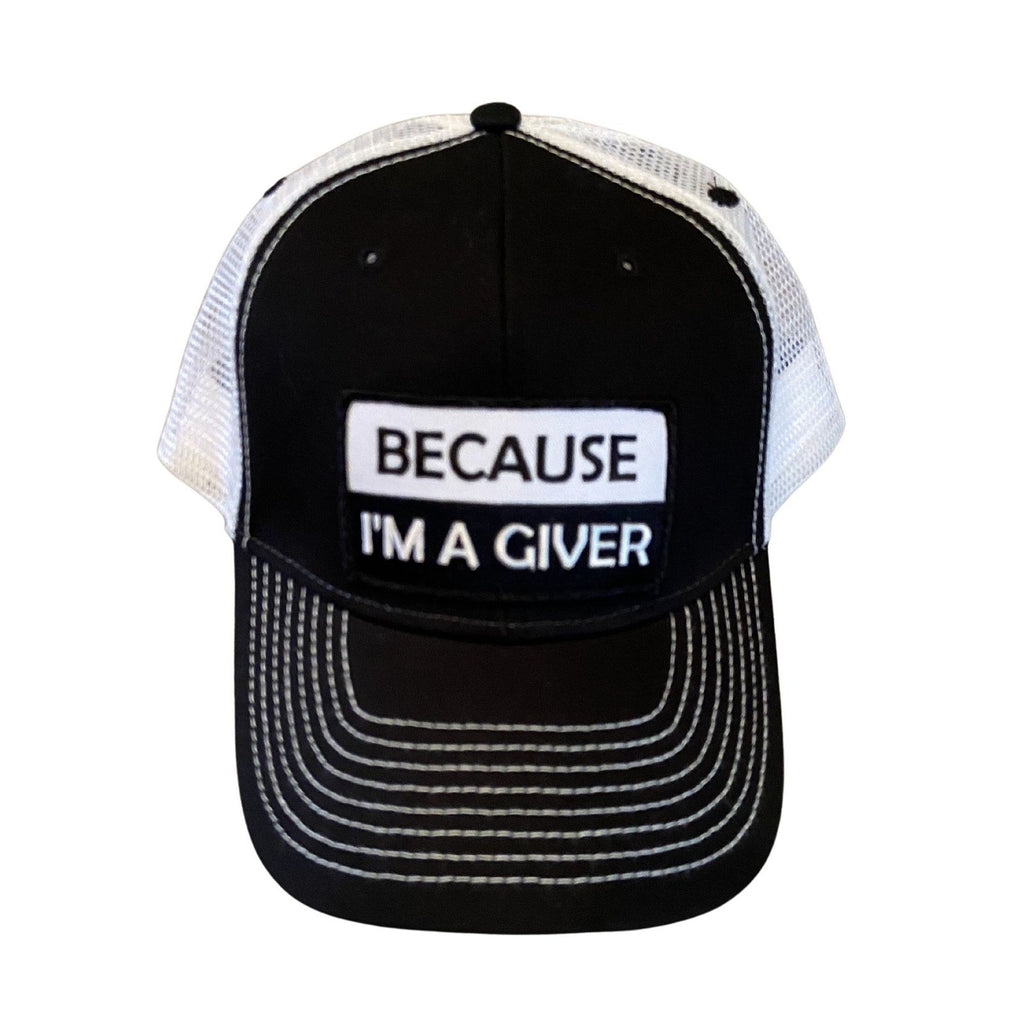 THIGHBRUSH® "BECAUSE I'M A GIVER" - Trucker Snapback Hat - Black and White