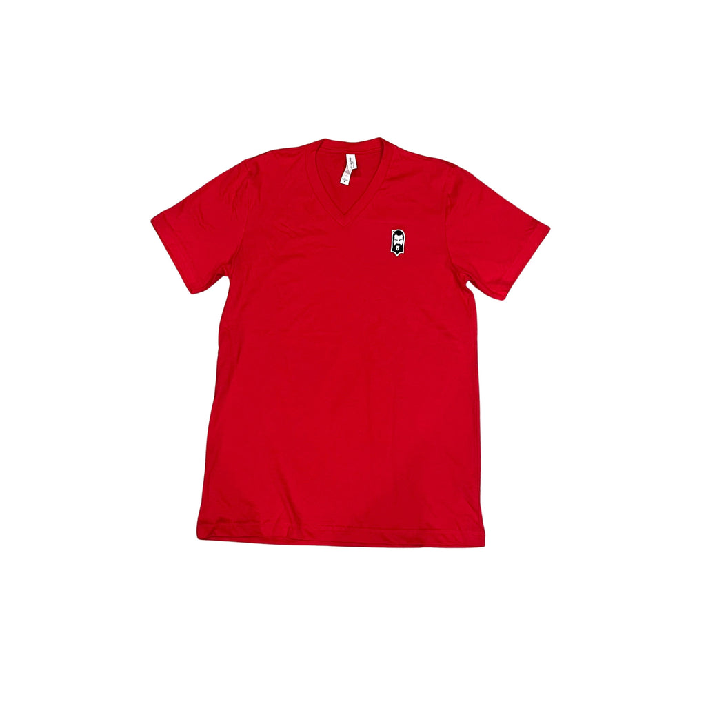 THIGHBRUSH® - Men's Basic V-Neck T-Shirt - Face Logo - Red