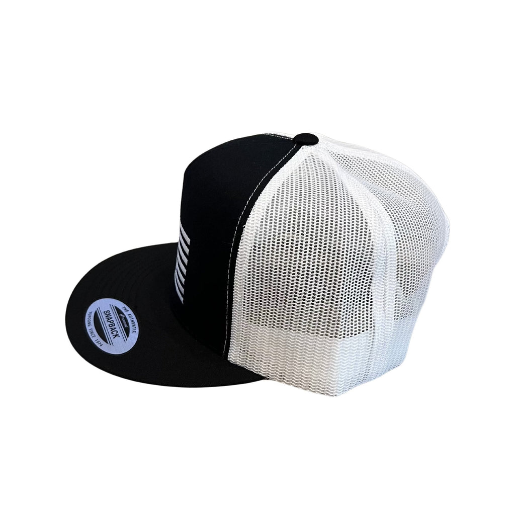 THIGHBRUSH® Patriotic Trucker Snapback Hat - Black and White - Flat Bill