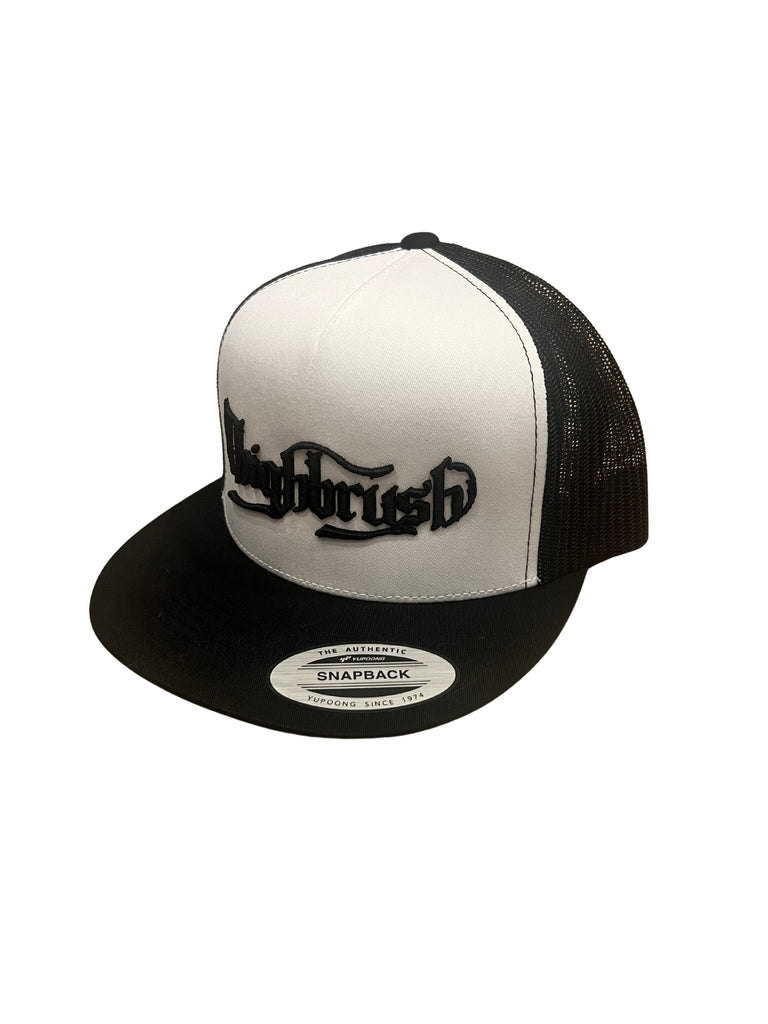 THIGHBRUSH® “OUTLAW" - Flat Bill Trucker Snapback Hat - White and Black
